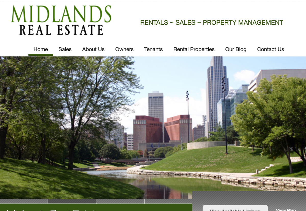 Screen capture of the old Midlands Real Estate website